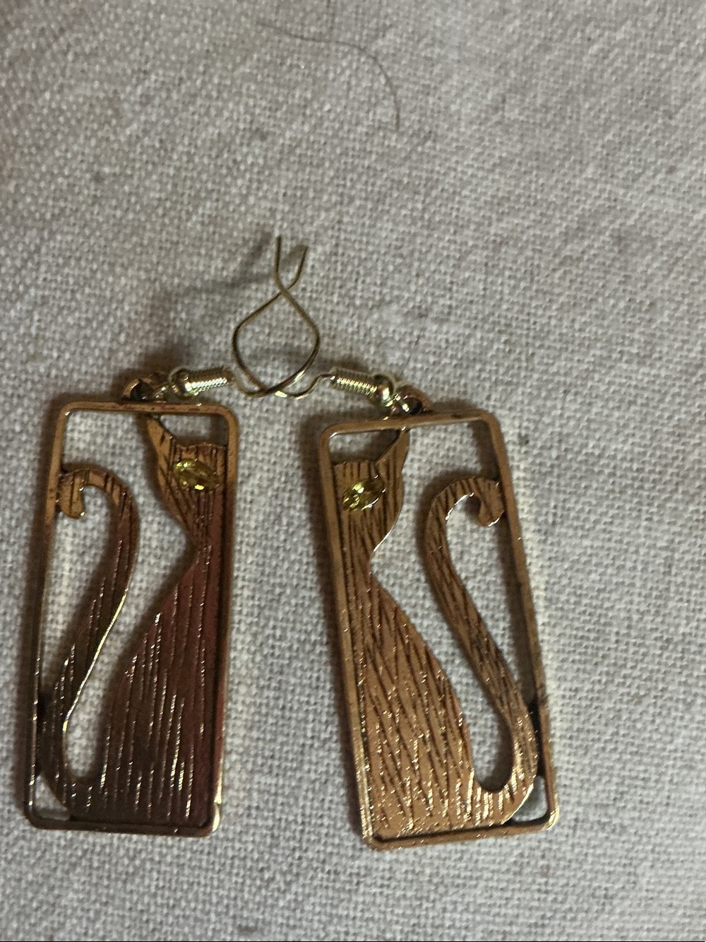 Gold Cat Silhouette Drop Earrings